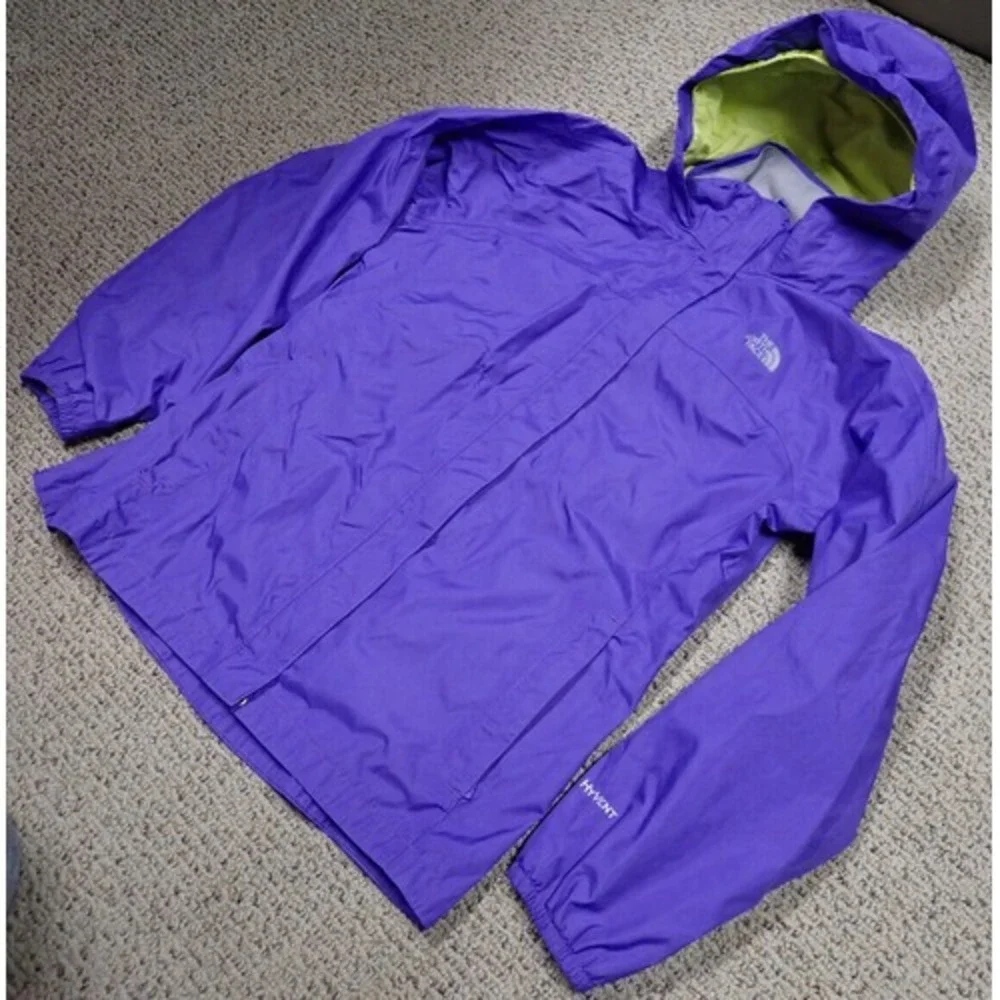 The North Face Rain Jacket Girl XL 18 Purple Good HyVent Waterproof Hooded Shell
